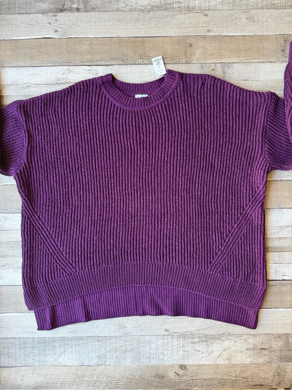 Dip Purple Chunky Ribbed Knit Oversized Hi-Low Sweater 2X NWT - Picture 9 of 16